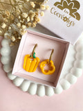 Pampilles SERENA poivron couleur corail, jaune ou rouge - boucles d’oreilles interchangeables