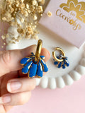 Pampilles JEANINE bleu et doré - boucles d’oreilles interchangeables