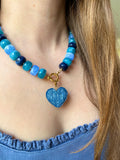 Collier SUZANNE aux jolis tons bleu pour charm's interchangeables