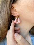 Pampilles AMBRE effet quartz rose ou quartz violet - boucles d’oreilles interchangeables