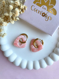 Pampilles AMBRE effet quartz rose ou quartz violet - boucles d’oreilles interchangeables