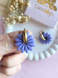Pampilles APPOLINE bleu lavande ou beige éclats framboise intense bleu lavande - boucles d’oreilles interchangeables