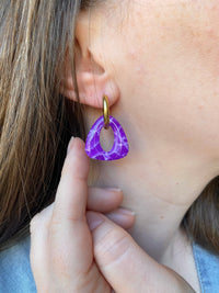 Pampilles AMBRE effet quartz rose ou quartz violet - boucles d’oreilles interchangeables
