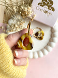 Pampilles AMBRE marbré marron, jaune - boucles d’oreilles interchangeables
