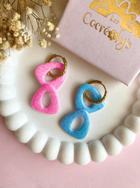 Pampilles AMBRE rose ou bleu PAILLETÉES - boucles d’oreilles interchangeables