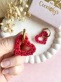 Pampilles ROSALIE COEUR blanc et jaune ou rouge et noir - boucles d’oreilles interchangeables