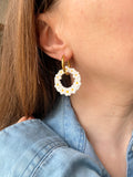 Pampilles ROSALIE blanche et jaune soleil - boucles d’oreilles interchangeables