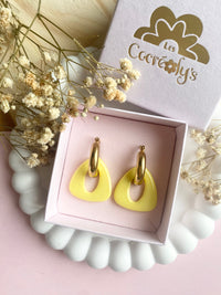 Pampilles AMBRE jaune citron, bois de rose ou marbré - boucles d’oreilles interchangeables