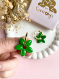 Pampilles TIARÉ vert tropical ou blanche coeur jaune - boucles d’oreilles interchangeables