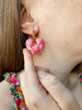 Pampilles INAYA motifs coeurs, beige ou corail intense - boucles d’oreilles interchangeables