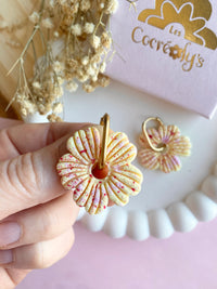 Pampilles ODINA rouge cerise ou vanille éclats rouge rose - boucles d’oreilles interchangeables