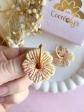 Pampilles ODINA rouge cerise ou vanille éclats rouge rose - boucles d’oreilles interchangeables
