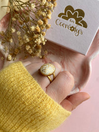 Bague ODETTE blanche et dorée