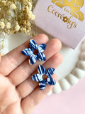 Pampilles TIARÉ réversibles couleurs bleu marine, blanc - boucles d’oreilles interchangeables