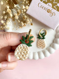 Pampilles ananas blanc doré SERENA - boucles d’oreilles interchangeables