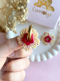 Pampilles FLORETTE rouge cerise ou rose doux - boucles d’oreilles interchangeables