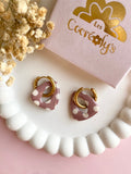 Pampilles AMBRE réversibles nude à pois beige - boucles d’oreilles interchangeables