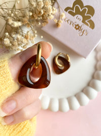 Pampilles AMBRE tortoise - boucles d’oreilles interchangeables