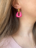 Pampilles AMBRE blanche fleuri rose ou uni framboise - boucles d’oreilles interchangeables