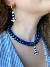 Pampilles ANCRE marinière apprêts dorés - boucles d’oreilles interchangeables