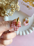 Pampilles FLORALIE réversibles vichy rouge - boucles d’oreilles interchangeables