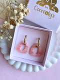 Pampilles AMBRE effet quartz rose ou quartz violet - boucles d’oreilles interchangeables