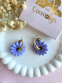 Pampilles APPOLINE bleu lavande ou beige éclats framboise intense bleu lavande - boucles d’oreilles interchangeables