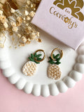 Pampilles ananas blanc doré SERENA - boucles d’oreilles interchangeables