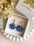 Pampilles JEANINE bleu et doré - boucles d’oreilles interchangeables