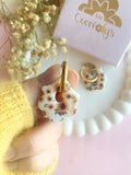 Pampilles LIZIE motif fleuri tournesol - boucles d’oreilles interchangeables