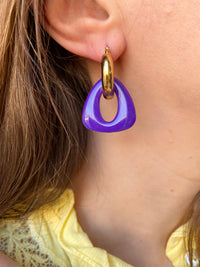 Pampilles AMBRE lilas motif vichy ou uni cassis - boucles d’oreilles interchangeables