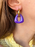 Pampilles AMBRE lilas motif vichy ou uni cassis - boucles d’oreilles interchangeables