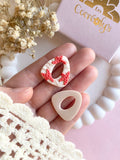 Pampilles AMBRE beige effet sable chaud motifs étoiles de mer corail - boucles d’oreilles interchangeables
