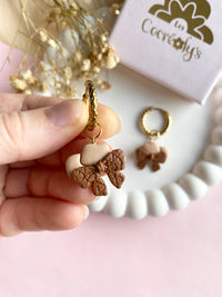 Pampilles DAKOTA chapeau cowgirl rose ou marron - boucles d’oreilles interchangeables