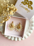 Pampilles APPOLINE blanche éclats doré ou argenté - boucles d’oreilles interchangeables