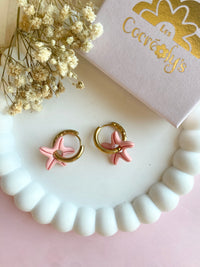 Pampilles MONA petite étoile de mer réversibles couleur coquillage ou pêche - boucles d’oreilles interchangeables