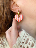 Pampilles INAYA à rayures corail et beige - boucles d’oreilles interchangeables