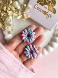 Pampilles APPOLINE éclats de couleurs : framboise, émeraude, rose doux et pointe de doré - boucles d’oreilles interchangeables