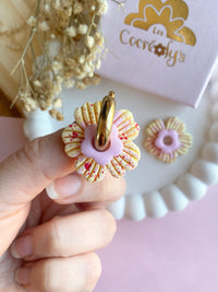 Pampilles FLORETTE rouge cerise ou rose doux - boucles d’oreilles interchangeables