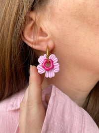 Pampilles FLORETTE framboise ou vert émeraude - boucles d’oreilles interchangeables