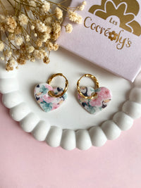 Pampilles INAYA motifs toucan hibiscus - boucles d’oreilles interchangeables