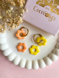 Pampilles MARIETTE jaune ou abricot PAILLETÉES - boucles d’oreilles interchangeables