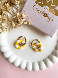 Pampilles MAËLLE petite bouée jaune mangue ou caramel - boucles d’oreilles interchangeables
