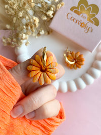 Pampilles APPOLINE marbré orangé, doré - boucles d’oreilles interchangeables