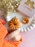 Pampilles APPOLINE marbré orangé, doré - boucles d’oreilles interchangeables