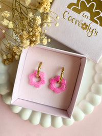 Pampilles MARIETTE rose ou bleu PAILLETÉES - boucles d’oreilles interchangeables