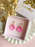 Pampilles MARIETTE rose ou bleu PAILLETÉES - boucles d’oreilles interchangeables