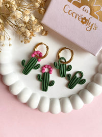 Pampilles ORIANA petit cactus simple ou avec fleur - boucles d’oreilles interchangeables