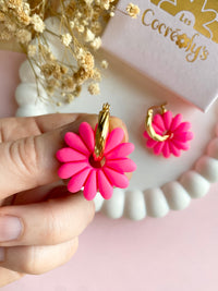 Pampilles APPOLINE rose fluo ou vert fluo - boucles d’oreilles interchangeables