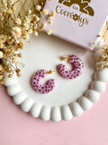 Puces d’oreilles pendante MAËVA réversibles, motif léopard rose